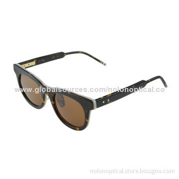 High quality acetate sunglasses with yellow polarized lens in Havana